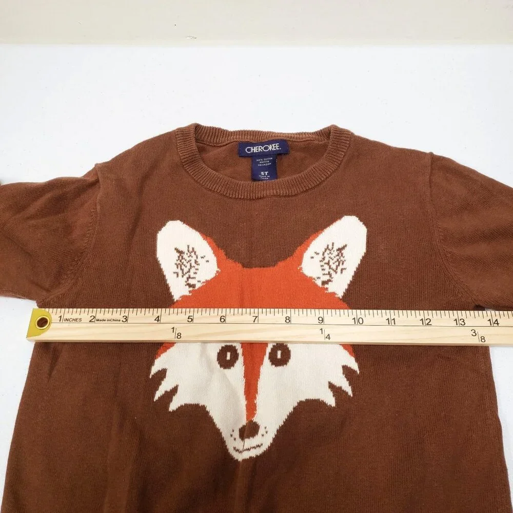 Cherokee Boys Brown Orange Fox Sweater Size 5T - Picture 6 of 8